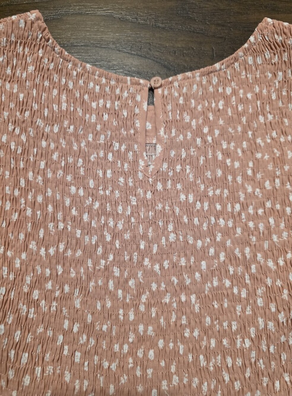 Pink Smocked Midi Dress with Puff Sleeves - Picture 6 of 6